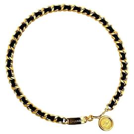 Chanel-Chanel Black and Gold Chain Belt-Black,Golden