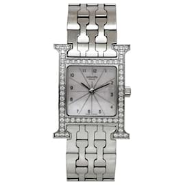 Hermès-Hermes H Shell Diamond Silver Ladies Wristwatch-Other