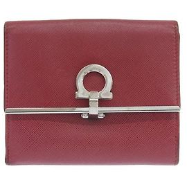 Salvatore Ferragamo Leather Short Wallet Red