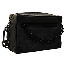 Louis Vuitton-Bolsa de Ombro Louis Vuitton Taurillon Soft Trunk M55702 Noir-Preto