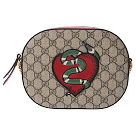 Gucci-Bolsa de Ombro Gucci GG Supreme Chain-Vermelho,Cinza