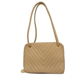 Chanel-Chanel Beige Lambskin Shoulder Bag-Beige