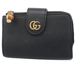 Gucci-Carteira de couro Gucci GG Marmont Bamboo-Preto