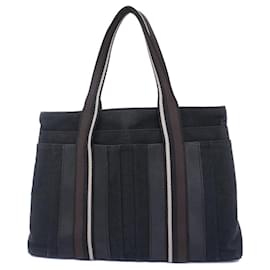 Hermès-Bolsa Tote Hermes Troca Horizontal MM Lona Preta-Preto