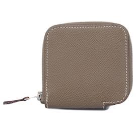 Hermès-Porta-moedas de couro Epsom Hermes na cor cinza Etoupe-Taupe