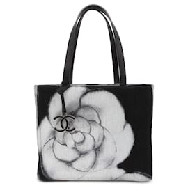 Chanel-Bolsa tote com estampa de Camélia da Chanel-Marrom,Preto