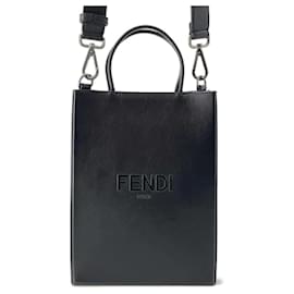 Fendi-Bolsa de couro preta Fendi-Preto