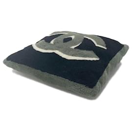 Chanel-Chanel Cushion Coco Mark Mouton Cashmere-Black,White,Khaki