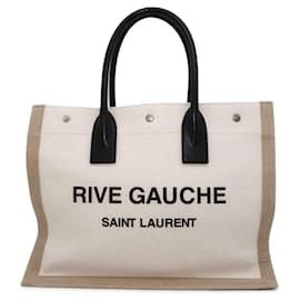 Yves Saint Laurent-Yves Saint Laurent Rive Gauche Canvas Tote Bag-Black