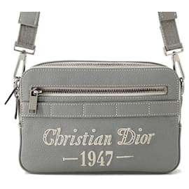 Christian Dior-Christian Dior Gray Leather Shoulder Bag-Brown