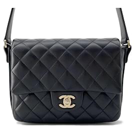 Chanel-Bolsa de ombro de couro preto Chanel-Preto