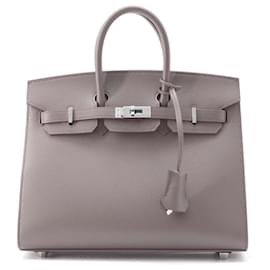 Hermès-Sac à main Hermes Birkin 25 en cuir Epsom Etain-Gris