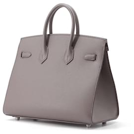 Hermès-Sac à main Hermes Birkin 25 en cuir Epsom Etain-Gris