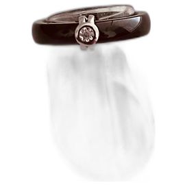 Autre Marque Black Ceramic and Diamond Ring in 18ct White Gold Black