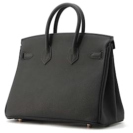 Hermès-Sac à main Hermès Birkin 25 Noir Rose-Noir