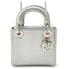 Christian Dior-Christian Dior Handbag Lady Micro Cannage 2way Shoulder Bag-Silvery