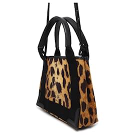 Balenciaga-Balenciaga Leopard Navy Cabas XS Handbag-Black,Yellow