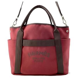 Hermès-Hermes SAC DE PANSAGE GROOM Handbag-Red,Chocolate