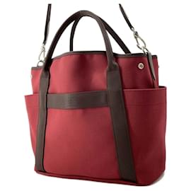 Hermès-Hermes SAC DE PANSAGE GROOM Handbag-Red,Chocolate