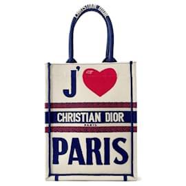 Christian Dior-Christian Dior Handbag Book Tote Vertical Bag-Red,Cream,Navy blue