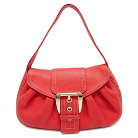 Céline-Celine Red Leather Shoulder Bag-Red