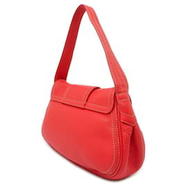 Céline-Celine Red Leather Shoulder Bag-Red