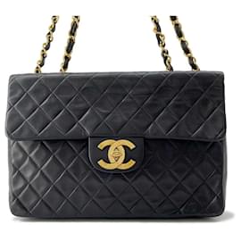 Chanel-Chanel Black Lambskin Chain Shoulder Bag-Black