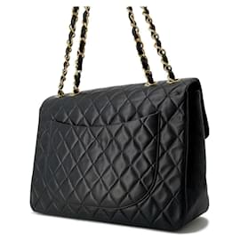 Chanel-Chanel Black Lambskin Chain Shoulder Bag-Black