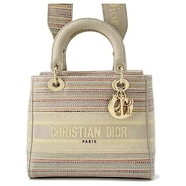 Christian Dior-Christian Dior Lady D-Lite Canvas Handbag-Multiple colors,Beige