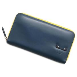 Fendi-Fendi Long Wallet Monster Round-Yellow,Navy blue
