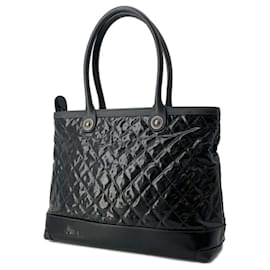 Chanel-Chanel Black Patent Leather Tote Bag-Black