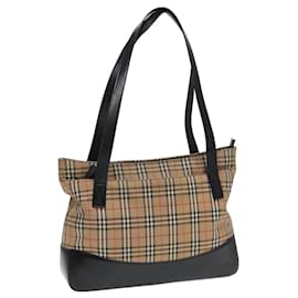 Burberry-BURBERRY Nova Check Tote Bag Canvas Beige Black Auth ac3130-Black,Beige