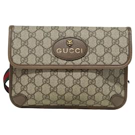 Gucci-GUCCI GG Supreme Web Sherry Line Waist bag Neo Vintage Beige 493930 Auth ar12117-Beige