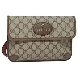 Gucci-GUCCI GG Supreme Web Sherry Line Waist bag Neo Vintage Beige 493930 Auth ar12117-Beige