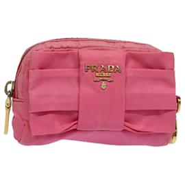 Prada-PRADA Pouch Nylon Pink Auth yb586-Pink