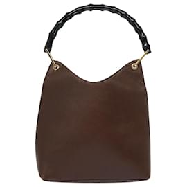 Gucci-GUCCI Bamboo Shoulder Bag Leather Brown 001 1880 2123 Auth ep4810-Brown