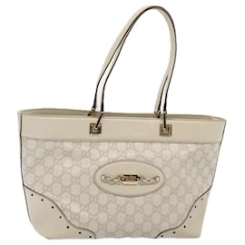 Gucci-GUCCI GG Canvas Guccissima Tote Bag White 145993 Auth 78358-White