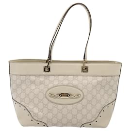 Gucci-GUCCI GG Canvas Guccissima Tote Bag White 145993 Auth 78358-White