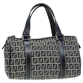 Fendi-FENDI Zucchino Canvas Hand Bag Navy Auth yk13837-Navy blue