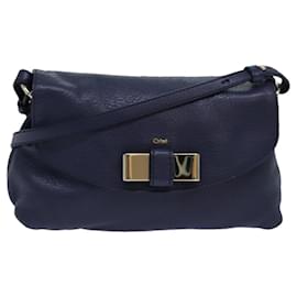 Chloé-Chloe Lily Shoulder Bag Leather Navy Auth yk13791-Navy blue