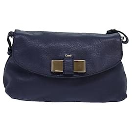 Chloé-Chloe Lily Shoulder Bag Leather Navy Auth yk13791-Navy blue