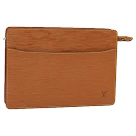 Louis Vuitton-LOUIS VUITTON Epi Pochette Homme Clutch Bag Brown Zipang gold M52528 Auth 84157-Brown,Other