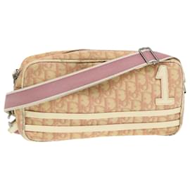 Christian Dior-Christian Dior Trotter Canvas Shoulder Bag Pink Auth bs15962-Pink