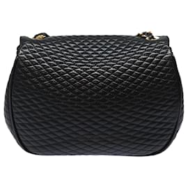 Bally-BALLY Quilted Chain Shoulder Bag Leather Black Auth ac3144-Black