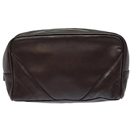 Chanel-CHANEL Bicolore Pouch Leather Brown CC Auth bs16047-Brown