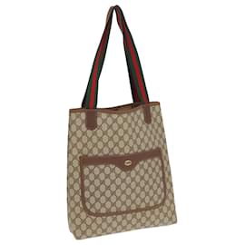 Gucci-GUCCI GG Canvas Web Sherry Line Tote Bag PVC Leather Beige Green Red Auth kk275-Red,Beige,Green