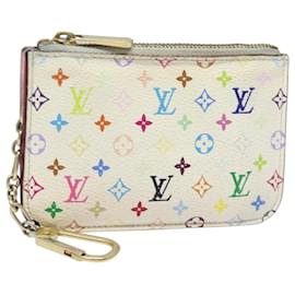 Louis Vuitton-LOUIS VUITTON Multicolor Pochette ClesNM Coin Purse White M93734 LV Auth 84075-White