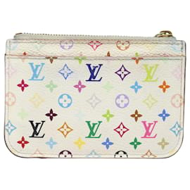 Louis Vuitton-LOUIS VUITTON Multicolor Pochette ClesNM Coin Purse White M93734 LV Auth 84075-White