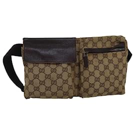 Gucci-GUCCI GG Canvas Waist bag Beige 28566 Auth bs16083-Beige