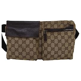 Gucci-GUCCI GG Canvas Waist bag Beige 28566 Auth bs16083-Beige